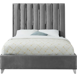 Meridian Enzo Grey Velvet King Bed