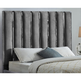 Meridian Enzo Grey Velvet King Bed