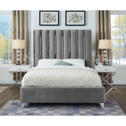 Meridian Enzo Grey Velvet King Bed