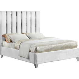 Meridian Enzo White Velvet King Bed