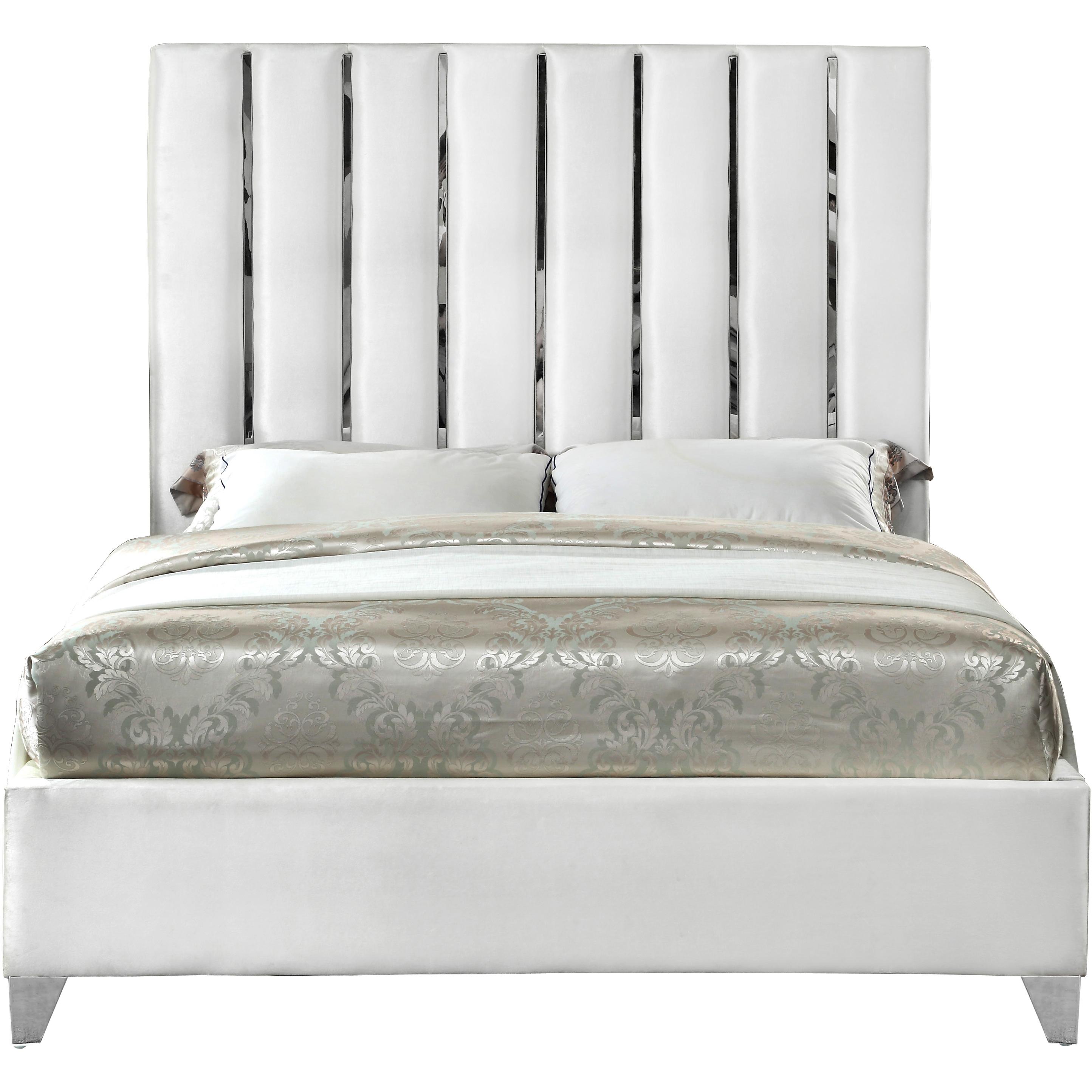 Meridian Enzo White Velvet King Bed