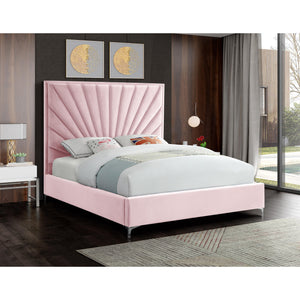 Meridian Eclipse Pink Velvet Queen Bed