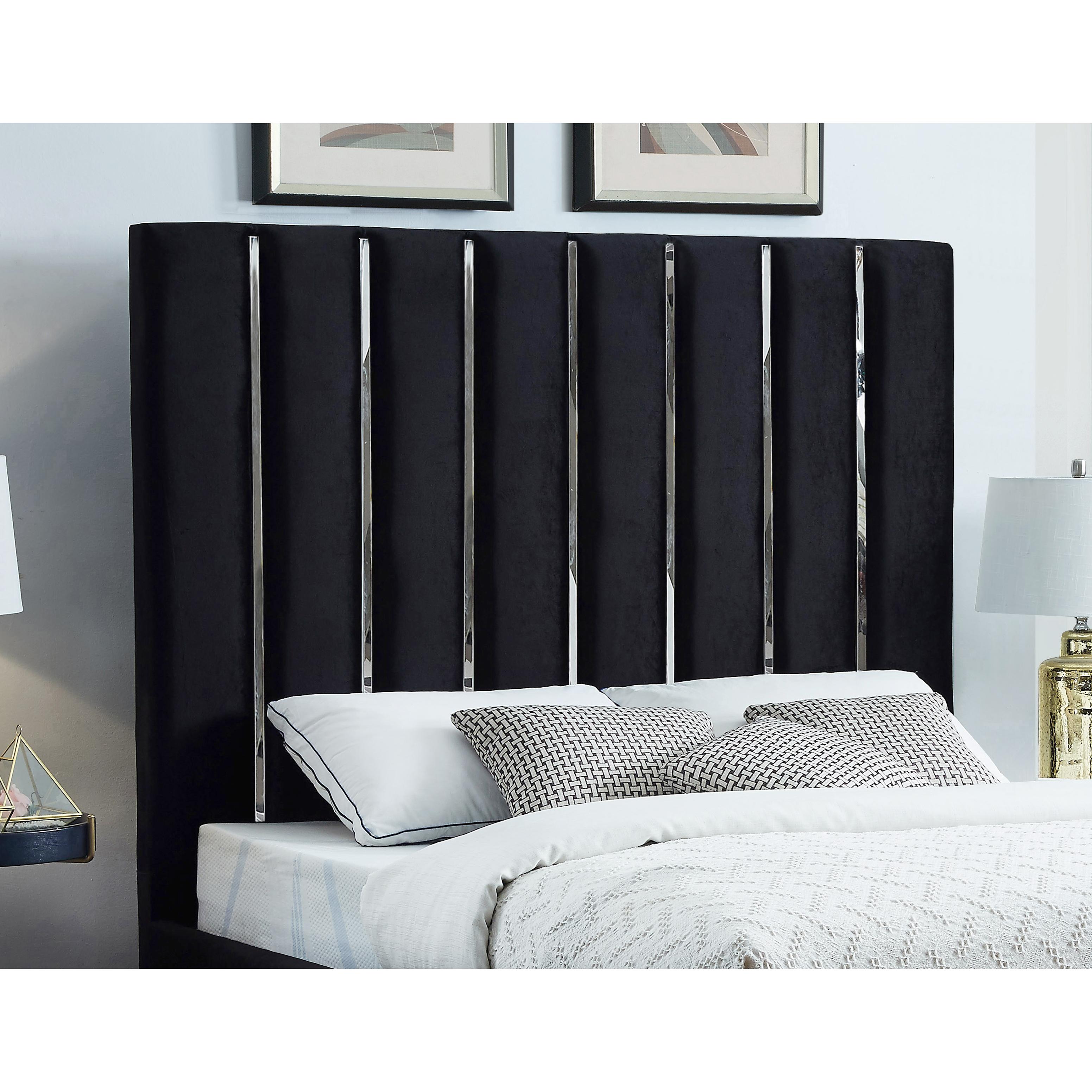 Meridian Enzo Black Velvet Queen Bed