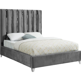 Meridian Enzo Grey Velvet Queen Bed