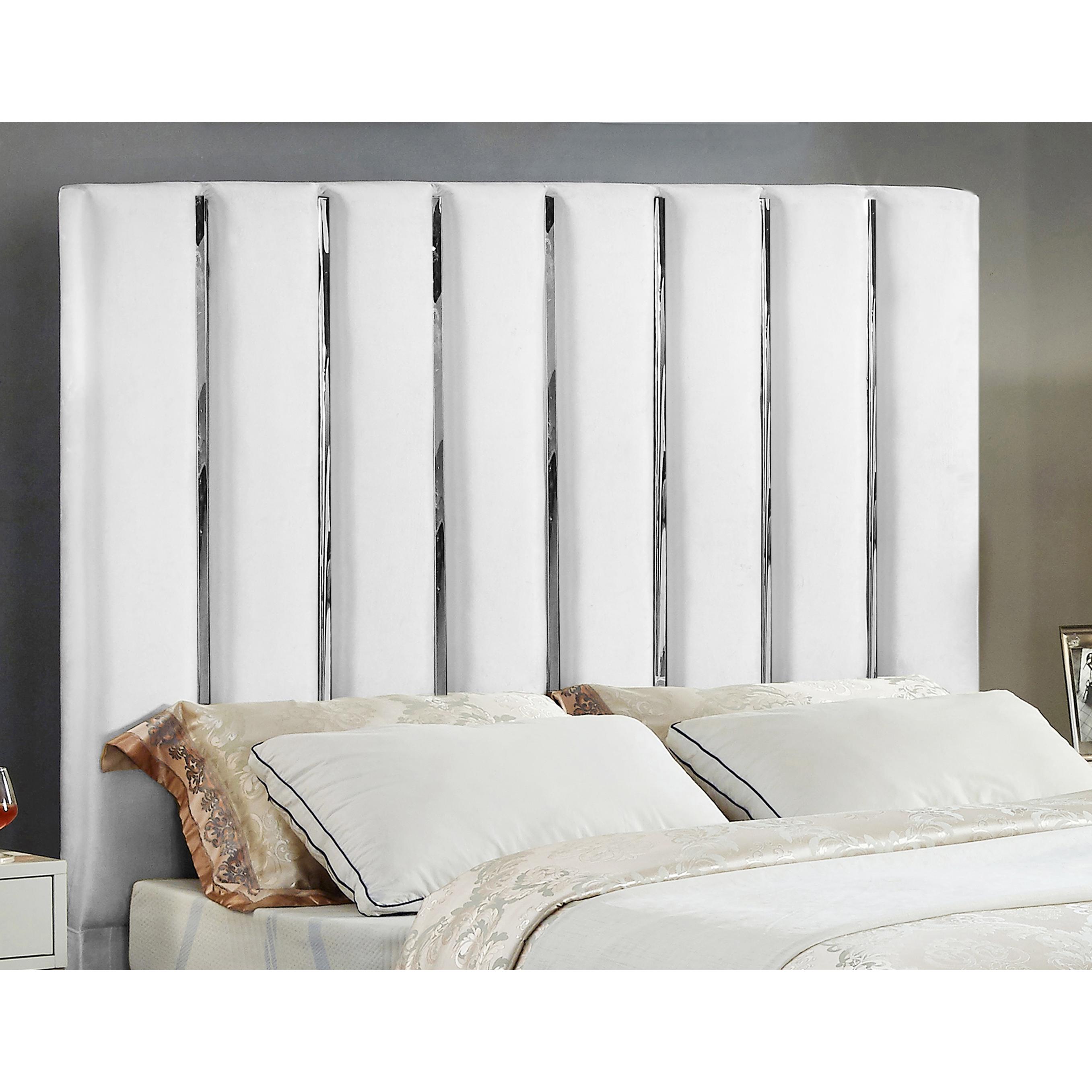 Meridian Enzo White Velvet Queen Bed