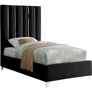 Meridian Enzo Black Velvet Twin Bed