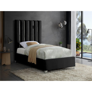 Meridian Enzo Black Velvet Twin Bed