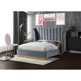 Meridian Flora Grey Velvet King Bed (3 Boxes)