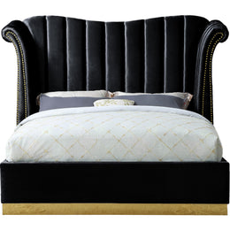 Meridian Flora Black Velvet Queen Bed (3 Boxes)