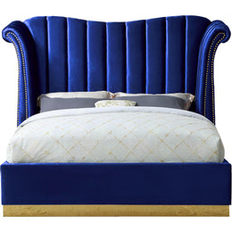 Meridian Flora Navy Velvet Queen Bed (3 Boxes)