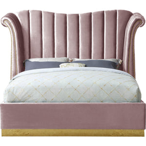 Meridian Flora Pink Velvet Queen Bed (3 Boxes)