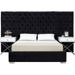 Meridian Grande Black Velvet Queen Bed (3 Boxes)