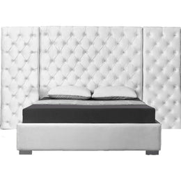 Meridian Grande White Velvet King Bed (3 Boxes)
