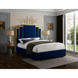 Meridian Hugo Navy Velvet King Bed