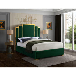 Meridian Hugo Green Velvet Queen Bed