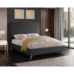 Meridian Jasmine Grey Velvet Full Bed