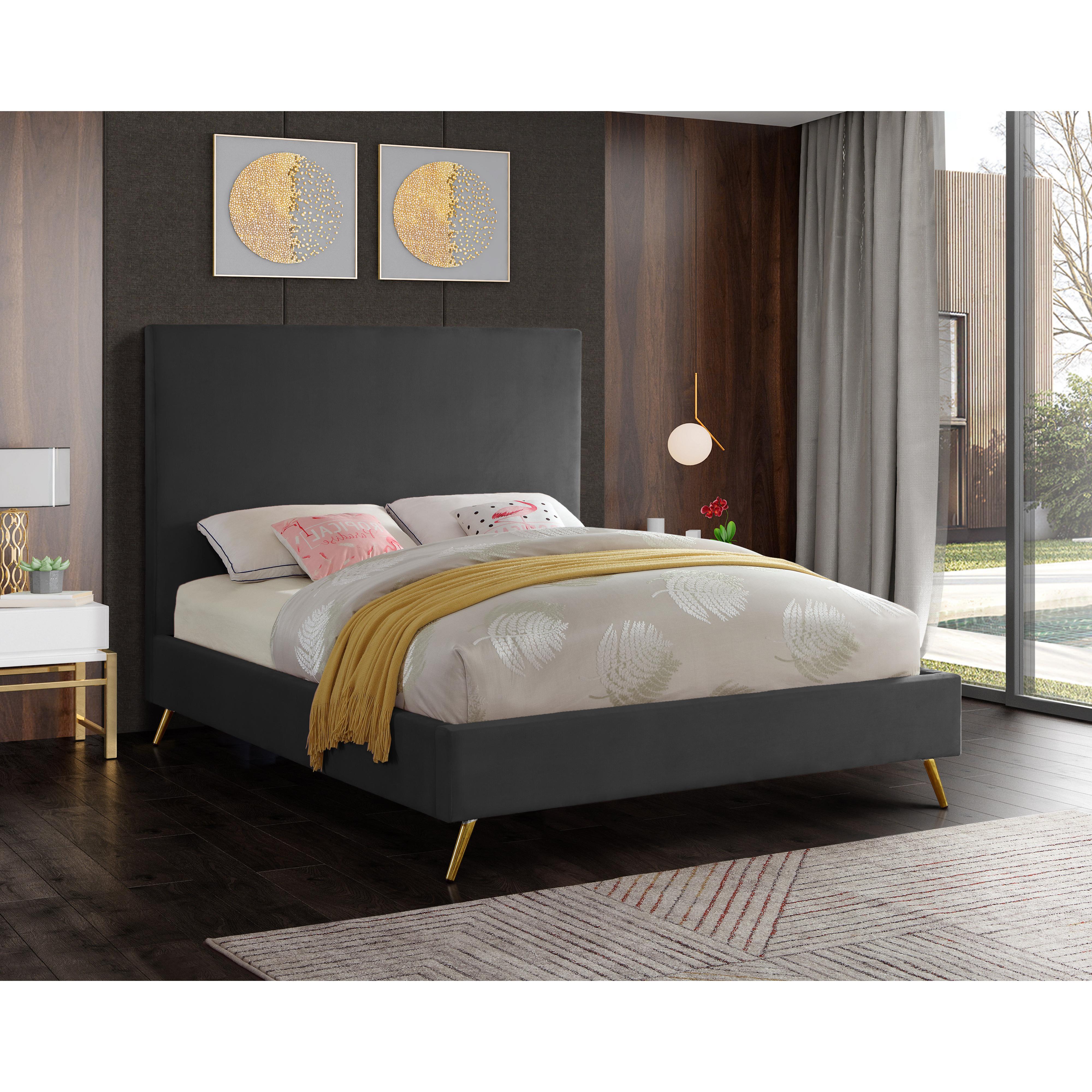 Meridian Jasmine Grey Velvet Full Bed