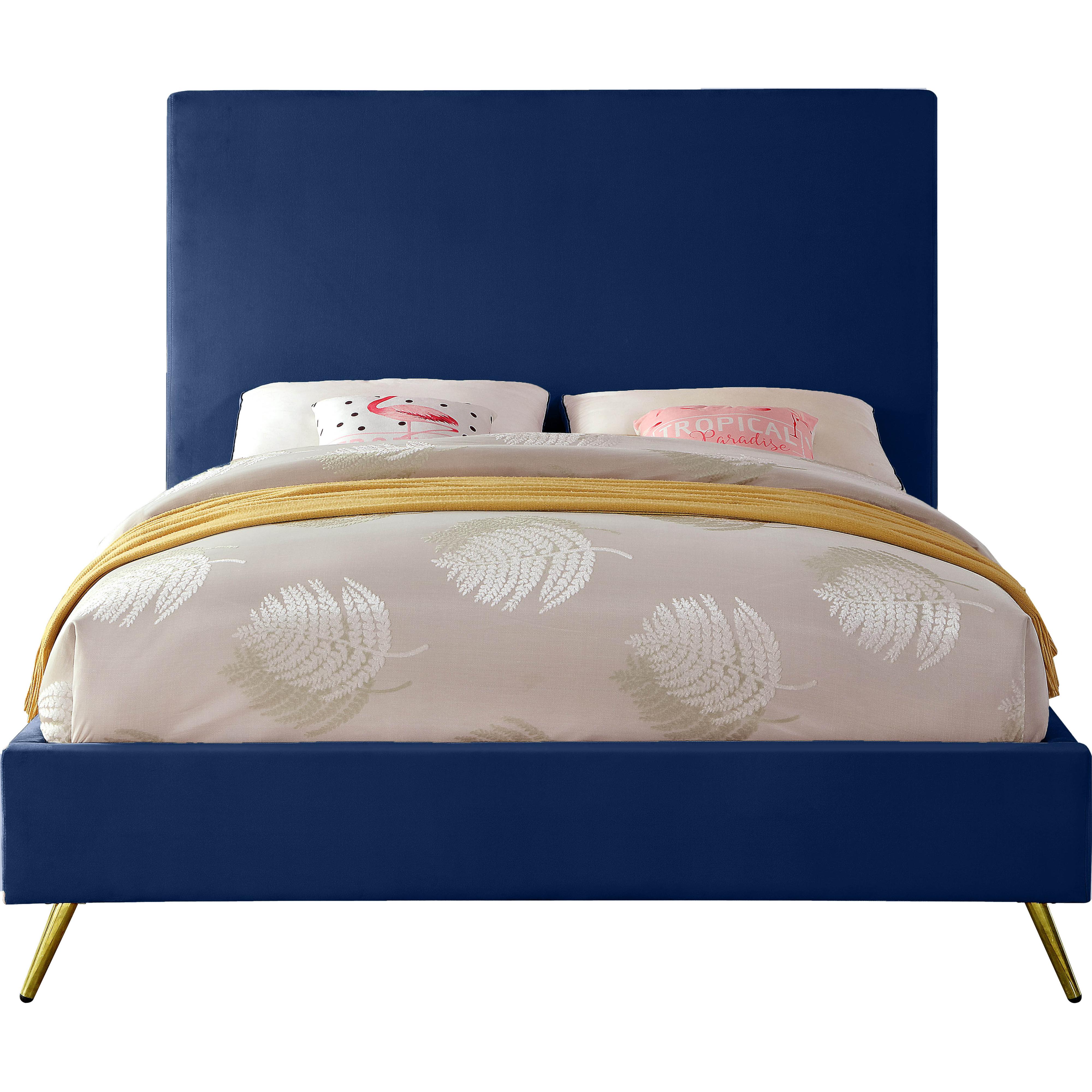 Meridian Jasmine Navy Velvet Full Bed
