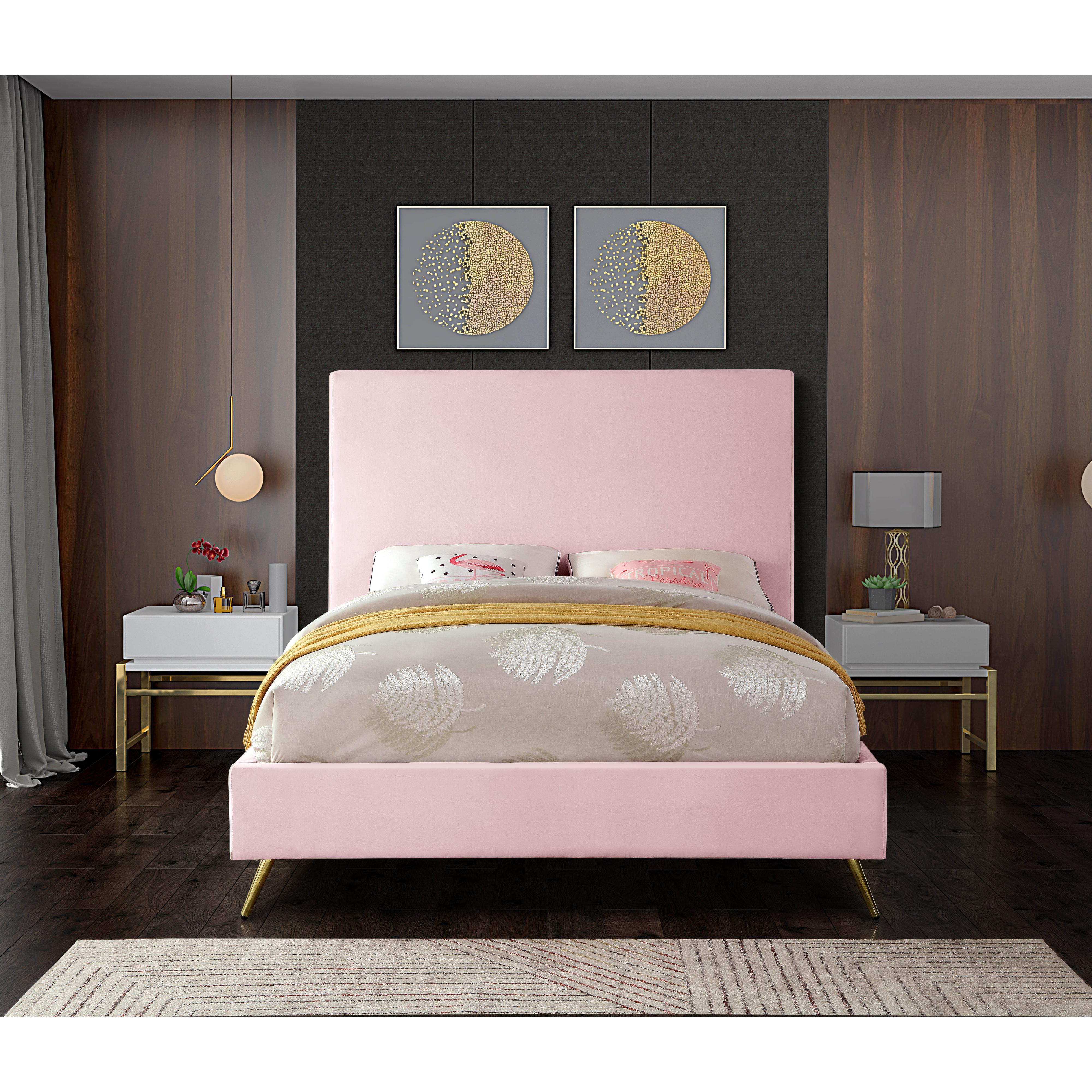 Meridian Jasmine Pink Velvet Full Bed
