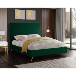 Meridian Jasmine Green Velvet King Bed