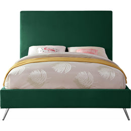 Meridian Jasmine Green Velvet Queen Bed