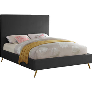 Meridian Jasmine Grey Velvet Queen Bed