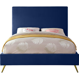 Meridian Jasmine Navy Velvet Queen Bed