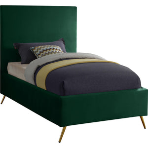 Meridian Jasmine Green Velvet Twin Bed