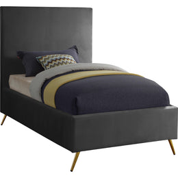 Meridian Jasmine Grey Velvet Twin Bed