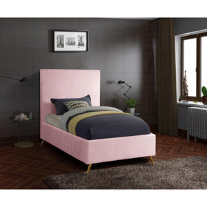 Meridian Jasmine Pink Velvet Twin Bed