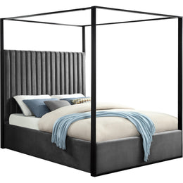 Meridian Jax Grey Velvet King Bed