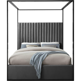 Meridian Jax Grey Velvet King Bed