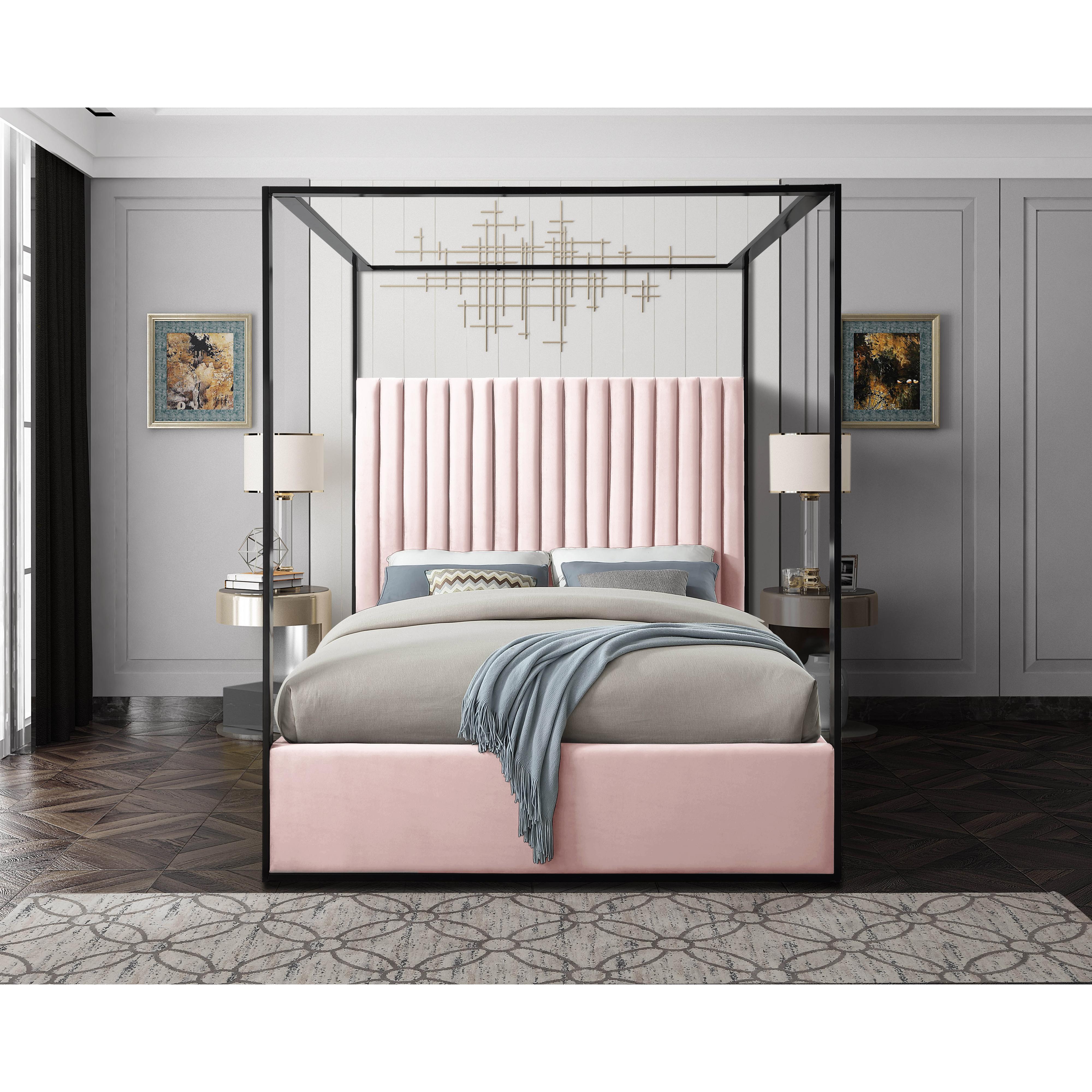 Meridian Jax Pink Velvet King Bed