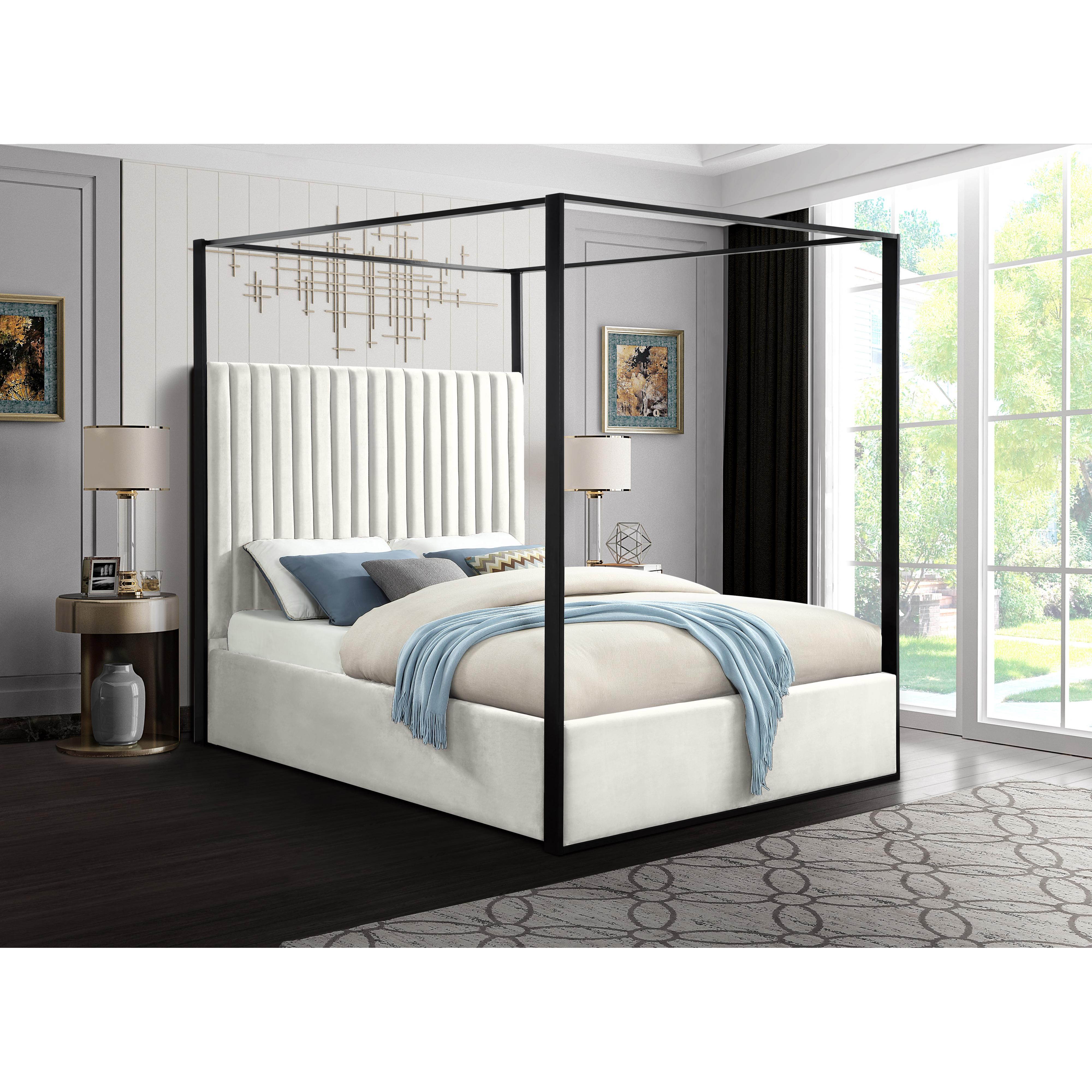 Meridian Jax Cream Velvet Queen Bed
