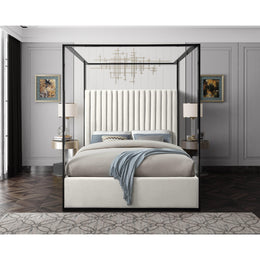 Meridian Jax Cream Velvet Queen Bed