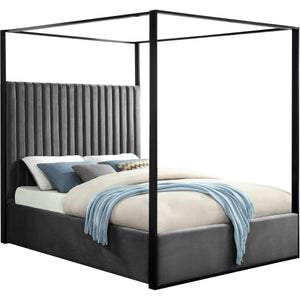 Meridian Jax Grey Velvet Queen Bed