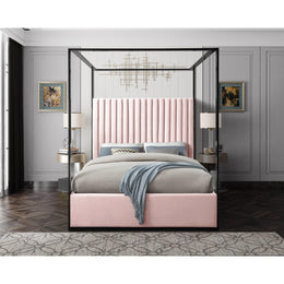 Meridian Jax Pink Velvet Queen Bed