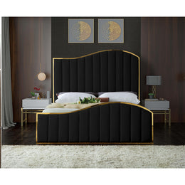 Meridian Jolie Black Velvet King Bed (3 Boxes)