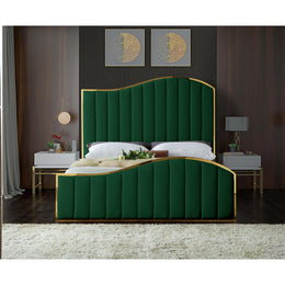 Meridian Jolie Green Velvet King Bed (3 Boxes)
