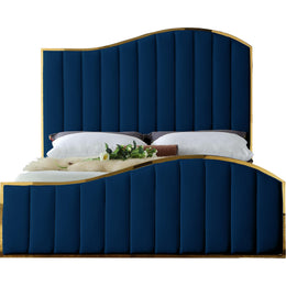 Meridian Jolie Navy Velvet King Bed (3 Boxes)