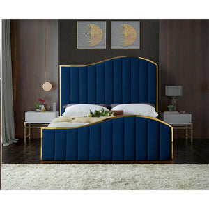 Meridian Jolie Navy Velvet King Bed (3 Boxes)