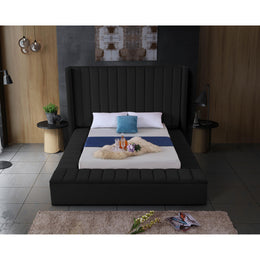 Meridian Kiki Black Velvet Full Bed (3 Boxes)