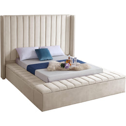 Meridian Kiki Cream Velvet Full Bed (3 Boxes)