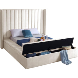 Meridian Kiki Cream Velvet Full Bed (3 Boxes)