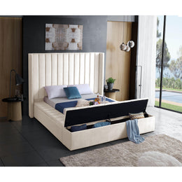 Meridian Kiki Cream Velvet Full Bed (3 Boxes)