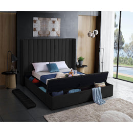 Meridian Kiki Black Velvet King Bed (3 Boxes)