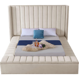 Meridian Kiki Cream Velvet King Bed (3 Boxes)