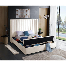 Meridian Kiki Cream Velvet King Bed (3 Boxes)