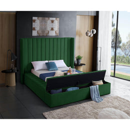 Meridian Kiki Green Velvet King Bed (3 Boxes)