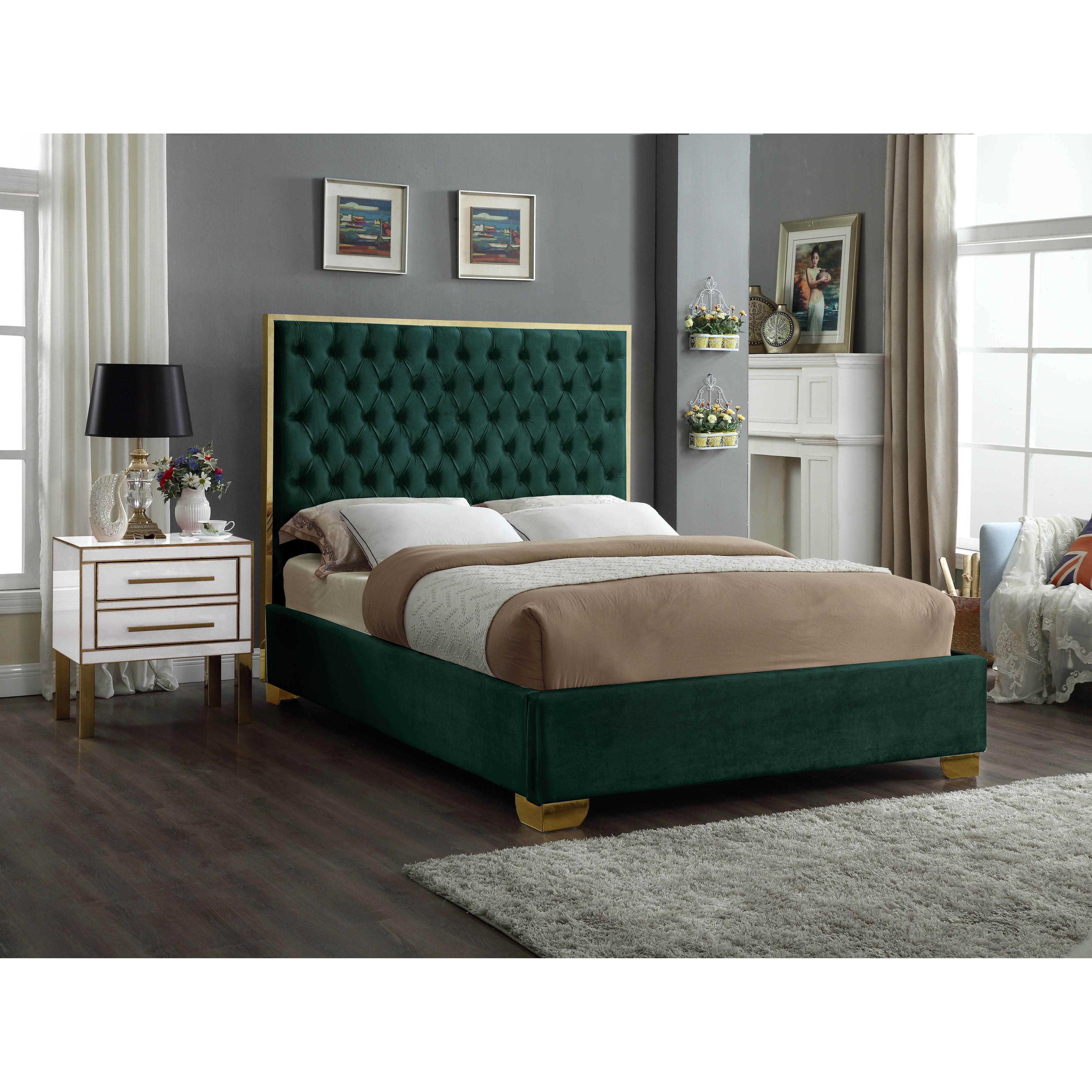 Meridian Lana Green Velvet Full Bed